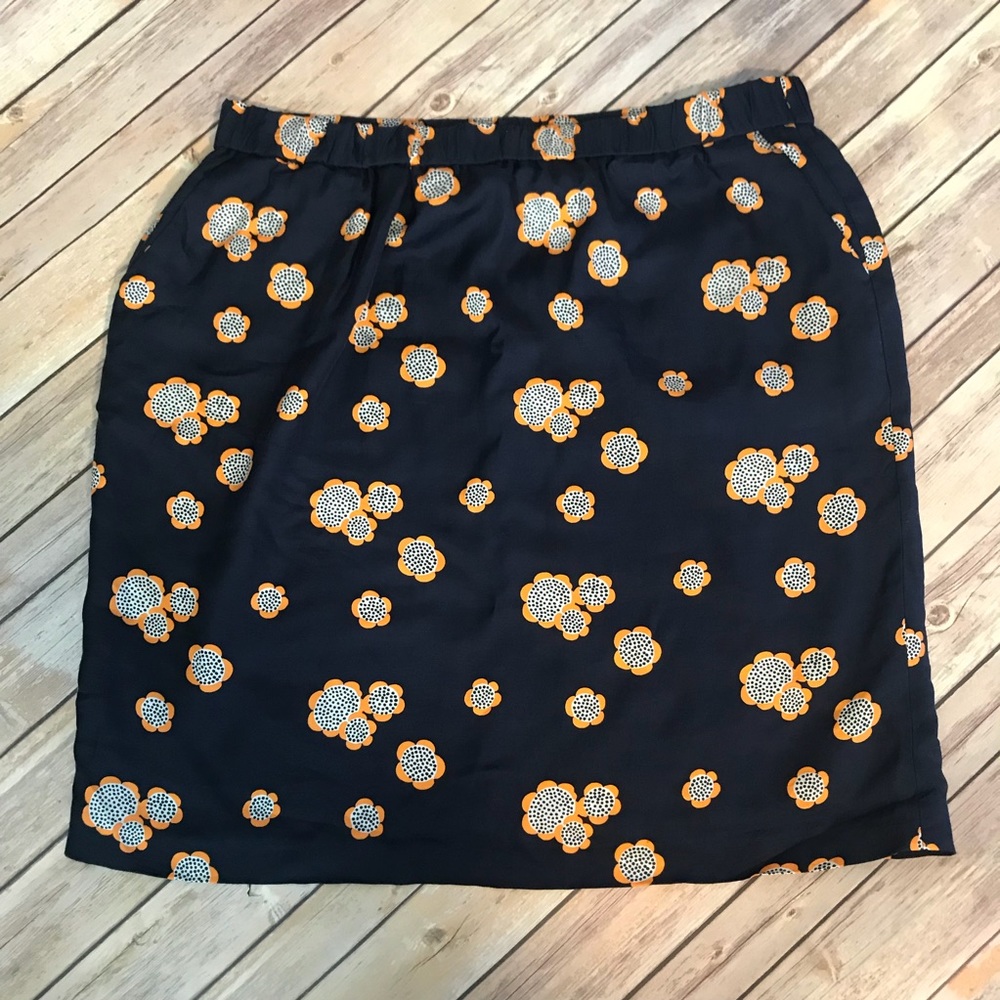 Boden Floral Skirt Size 16L Navy Yellow A Line - Picture 1 of 5